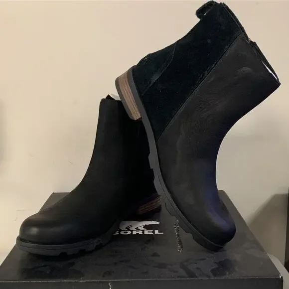 Sorel Women’s Size 8.5 Black Emelie Zip Waterproof Ankle Bootie Black NL… - Picture 1 of 9